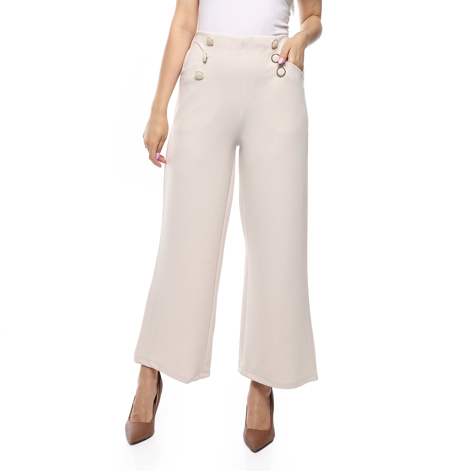Soft Flare Pants - Beige