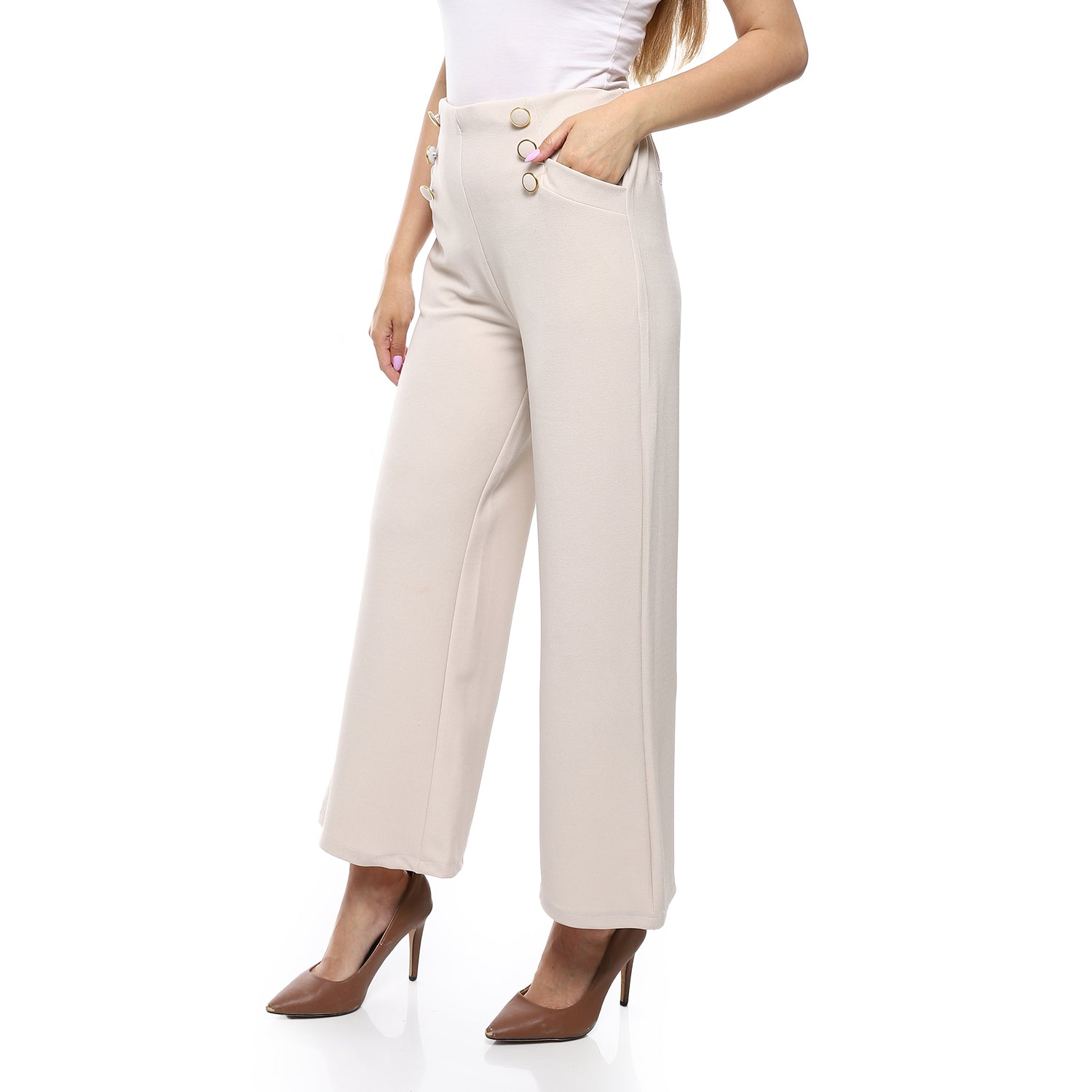 Soft Flare Pants - Beige