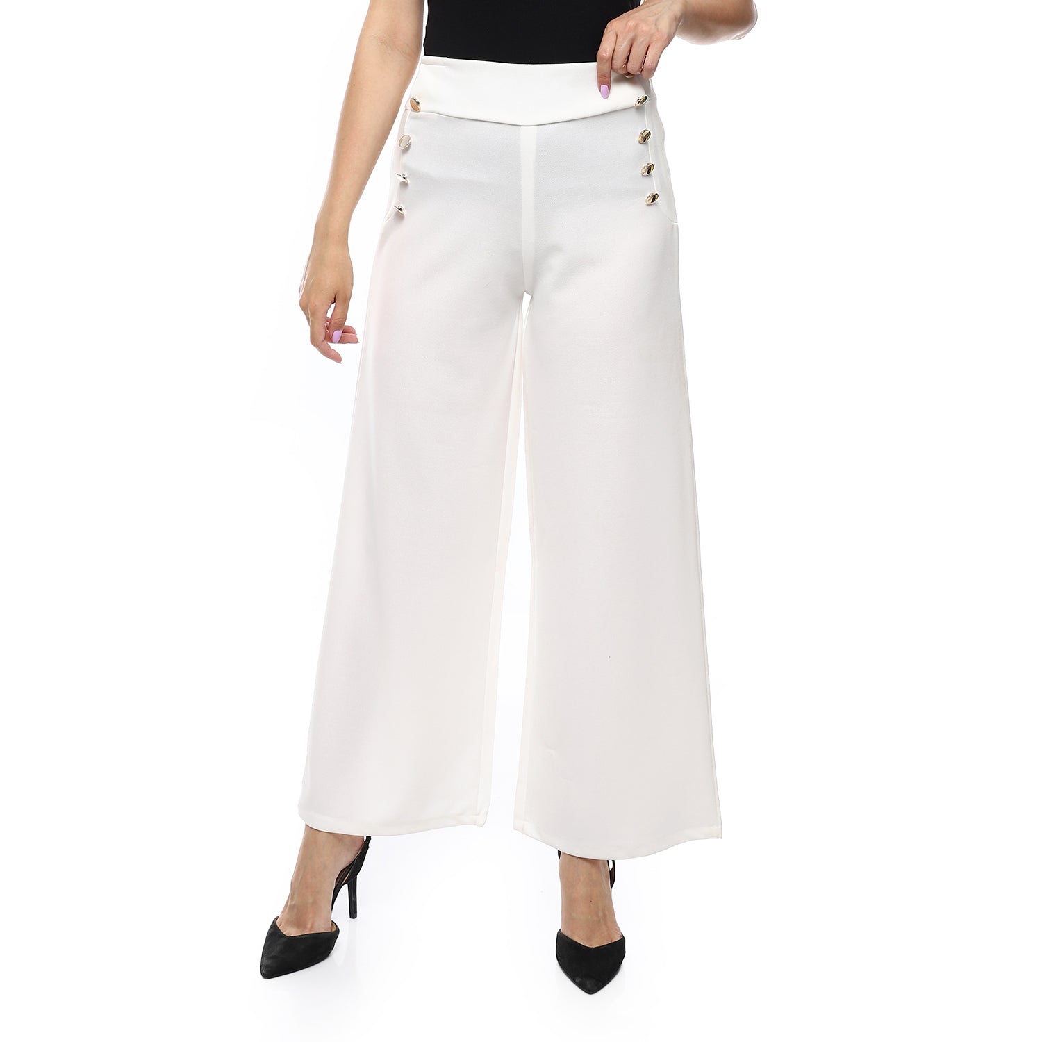 Elegant Wide-Leg Pants - Off-White