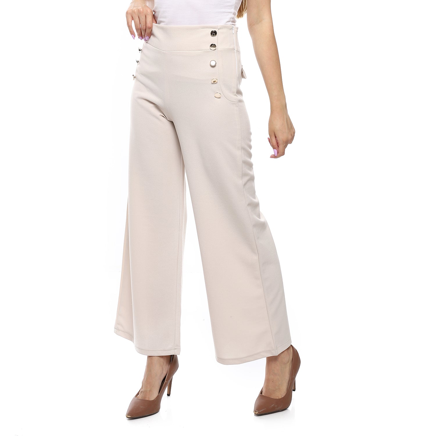 Elegant Wide-Leg Pants - Beige