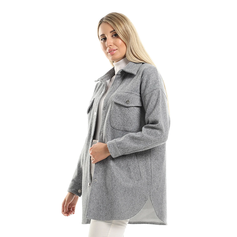 Wool-Blend Overshirt Jacket