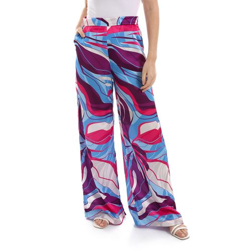 Silk Wide-Leg Printed Pants - Multicolor