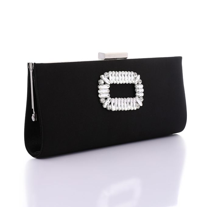 Elegant Satin Soiree Clutch - Black