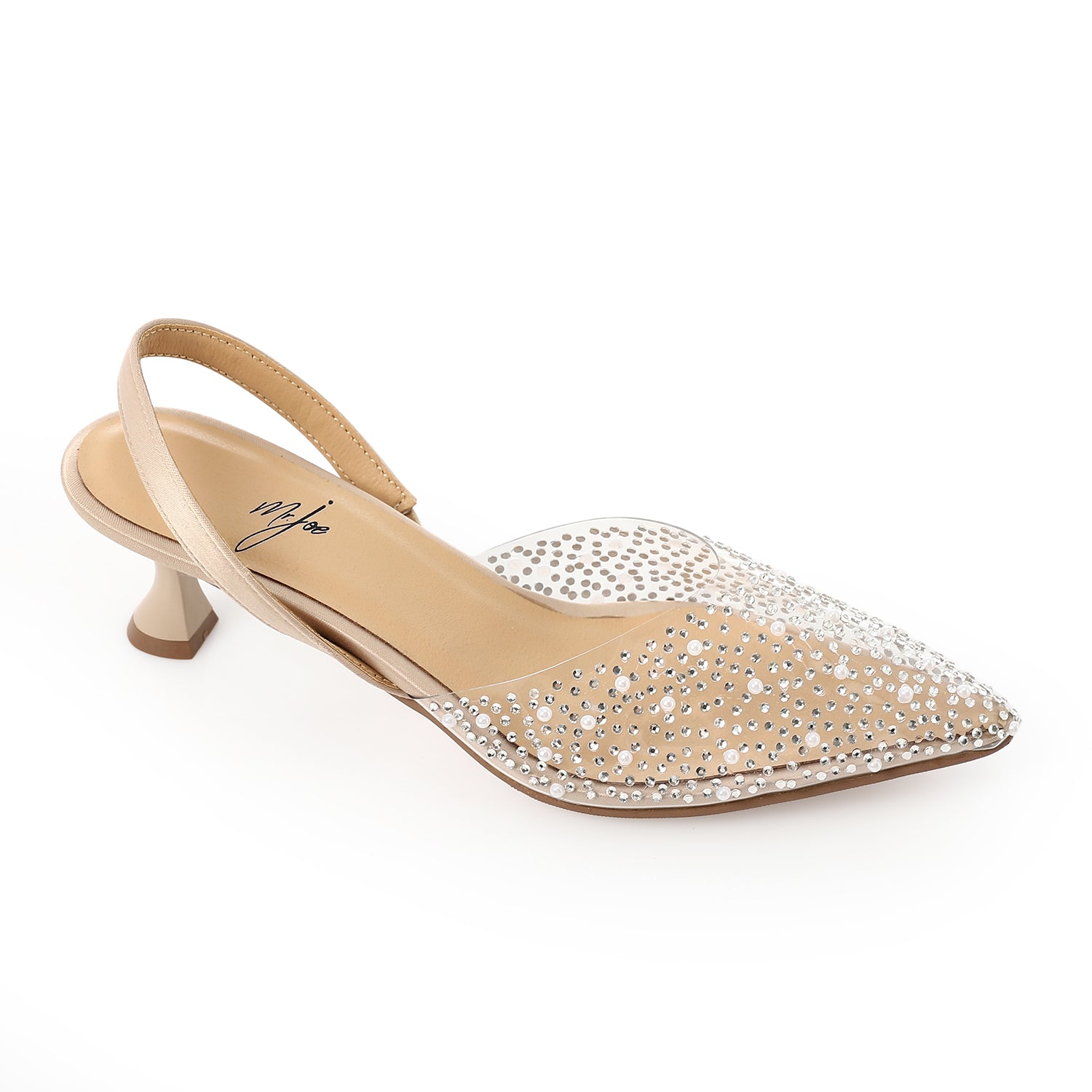 Crystal Bloom Flats Dark Beige