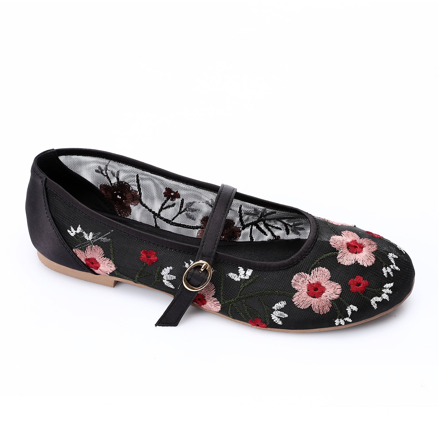 Floral Charm Mary Jane Flats ƒ?? Black