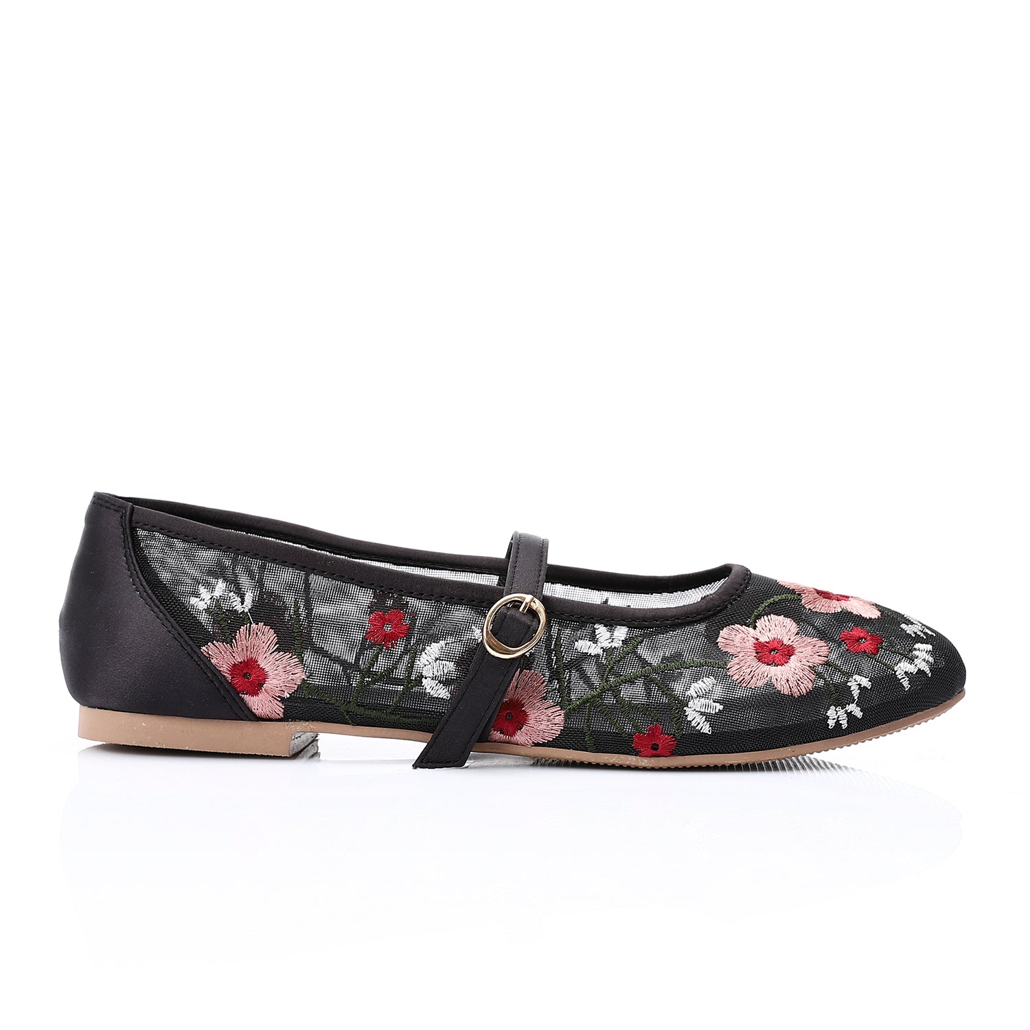 Floral Charm Mary Jane Flats ƒ?? Black