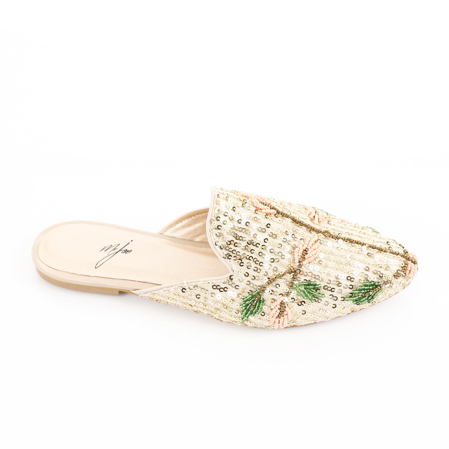 Beaded Bloom Mules ƒ?? Beige