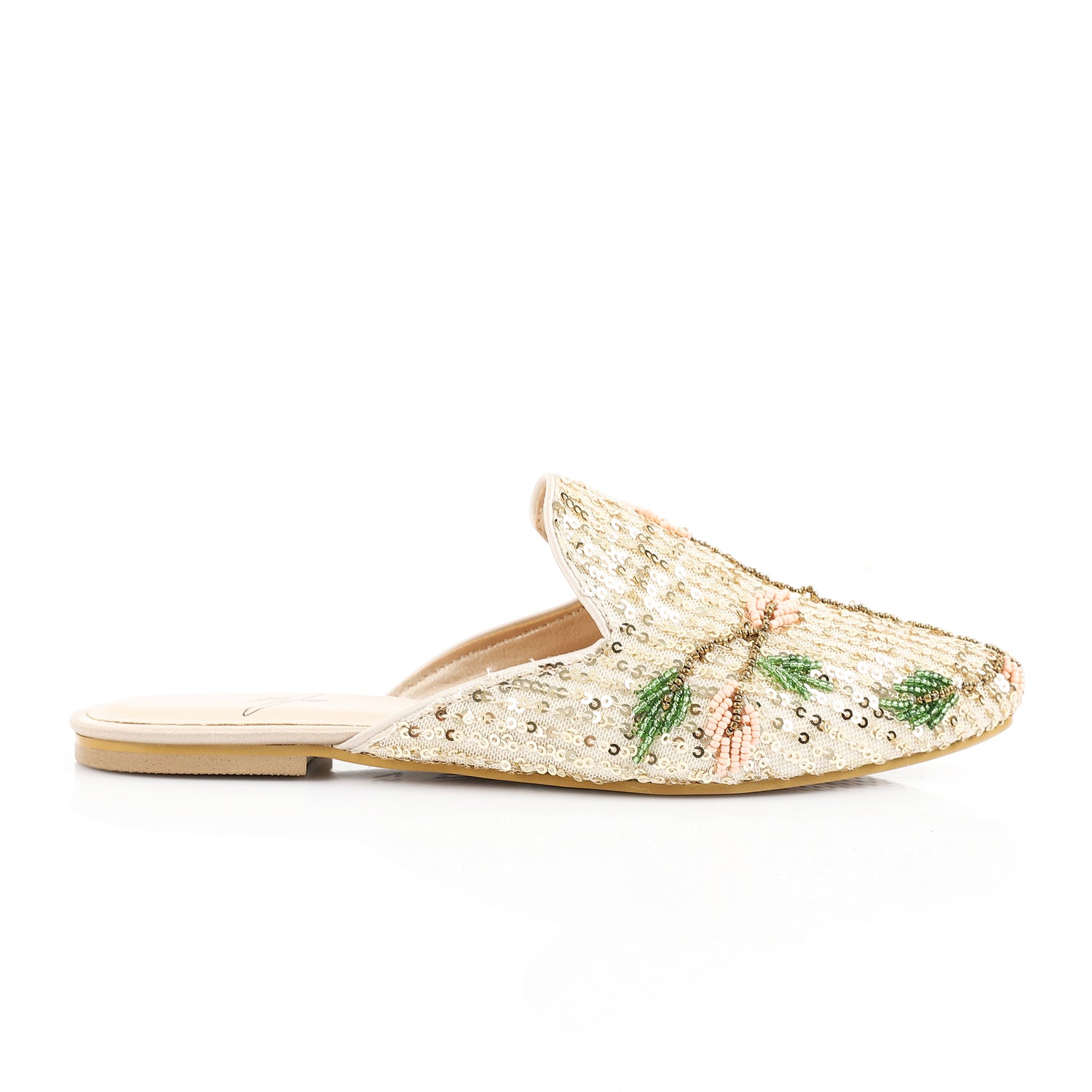 Beaded Bloom Mules ƒ?? Beige