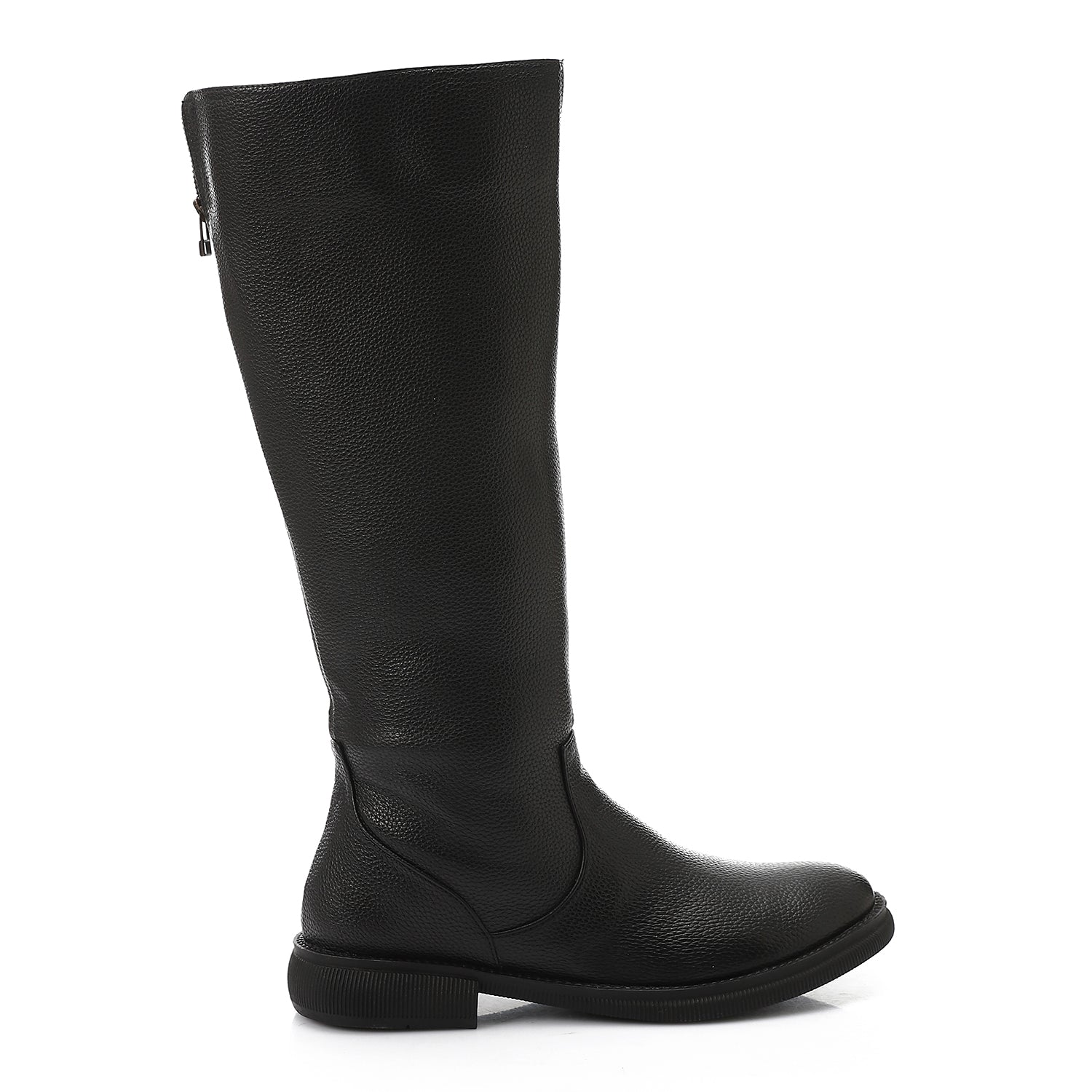 Double Zipper Knee-High Boots - Black