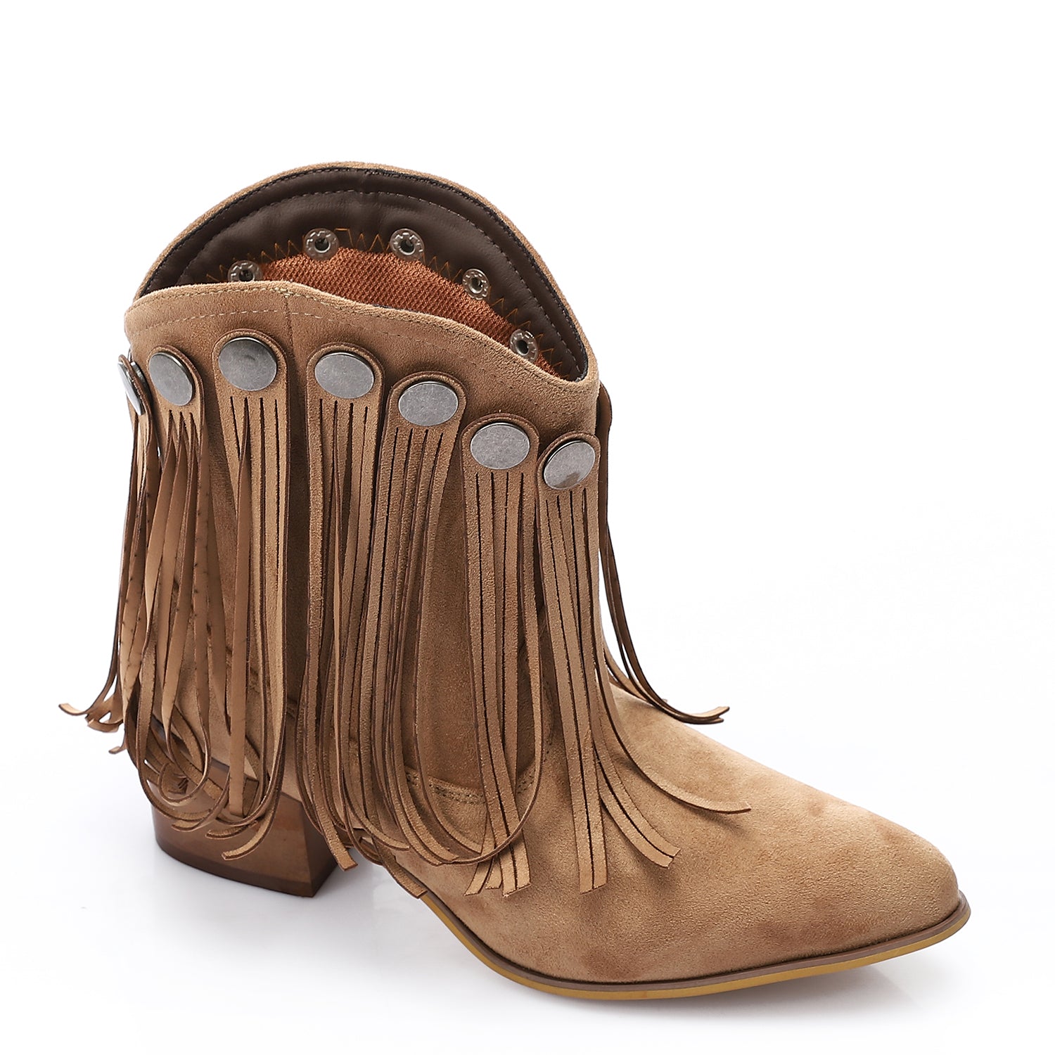 Western Detachable Fringe Boot - Cafe