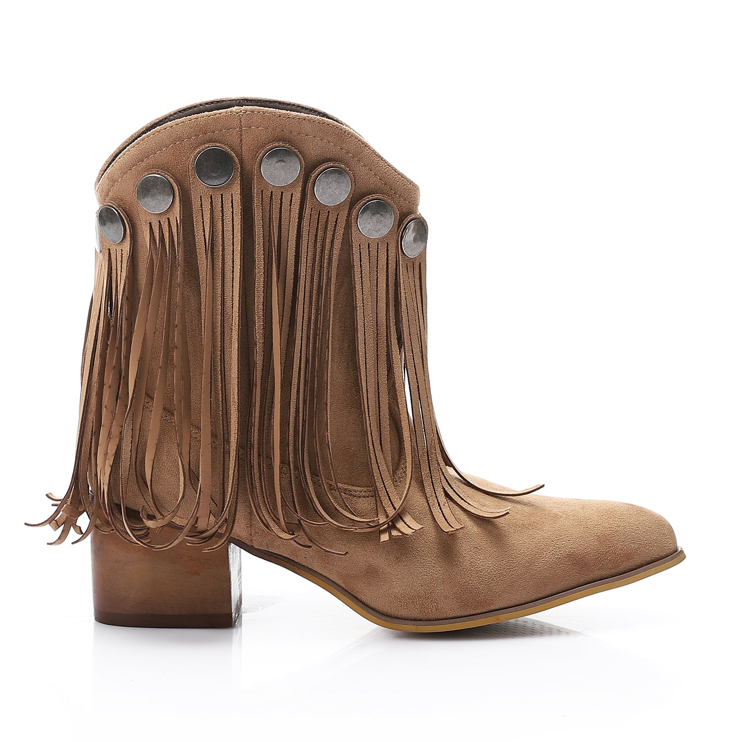 Fringe Western Boot - Beige