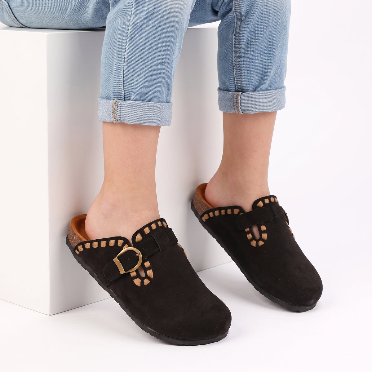 Comfort Buckle Clogs - Black