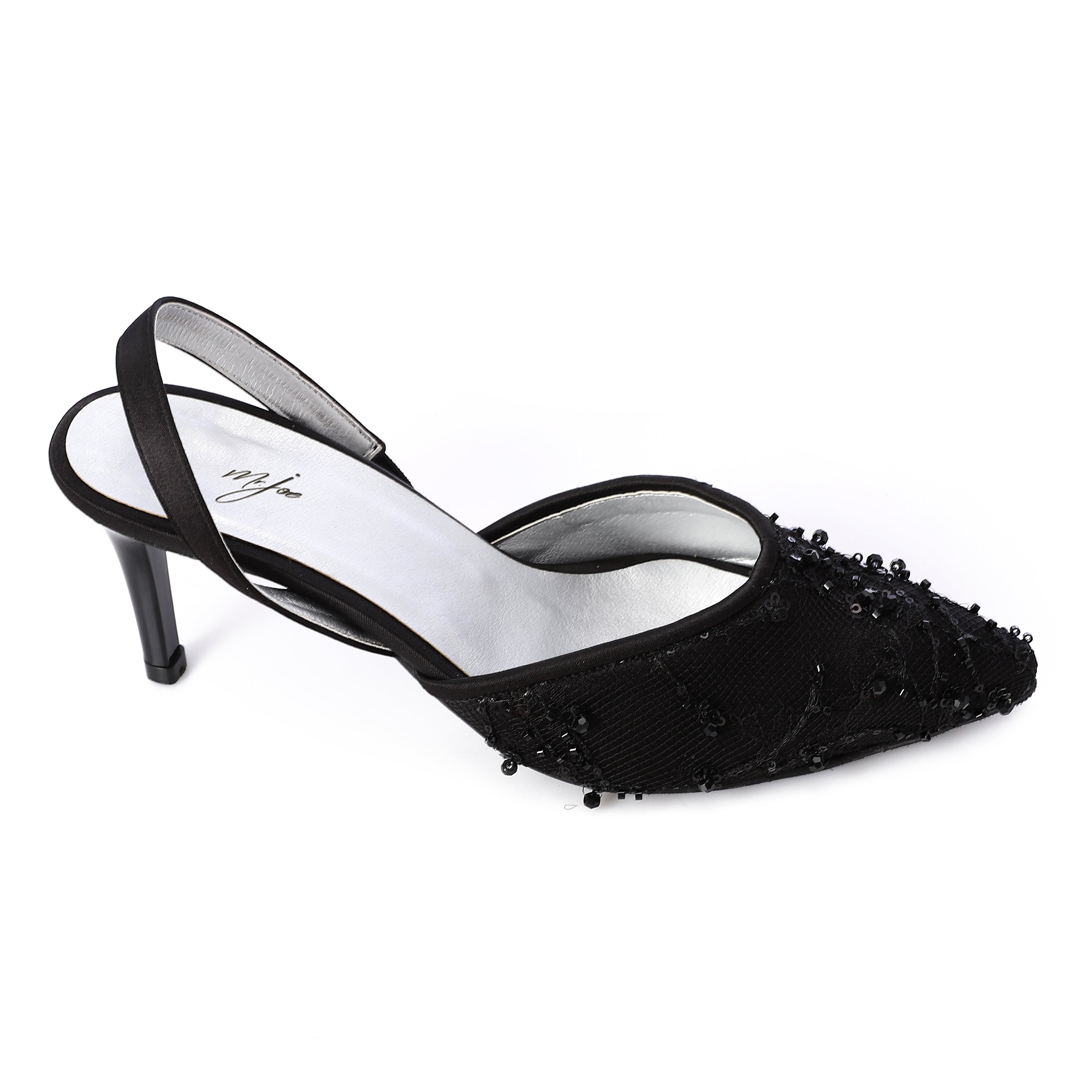 Embellished Slingback Heels Black