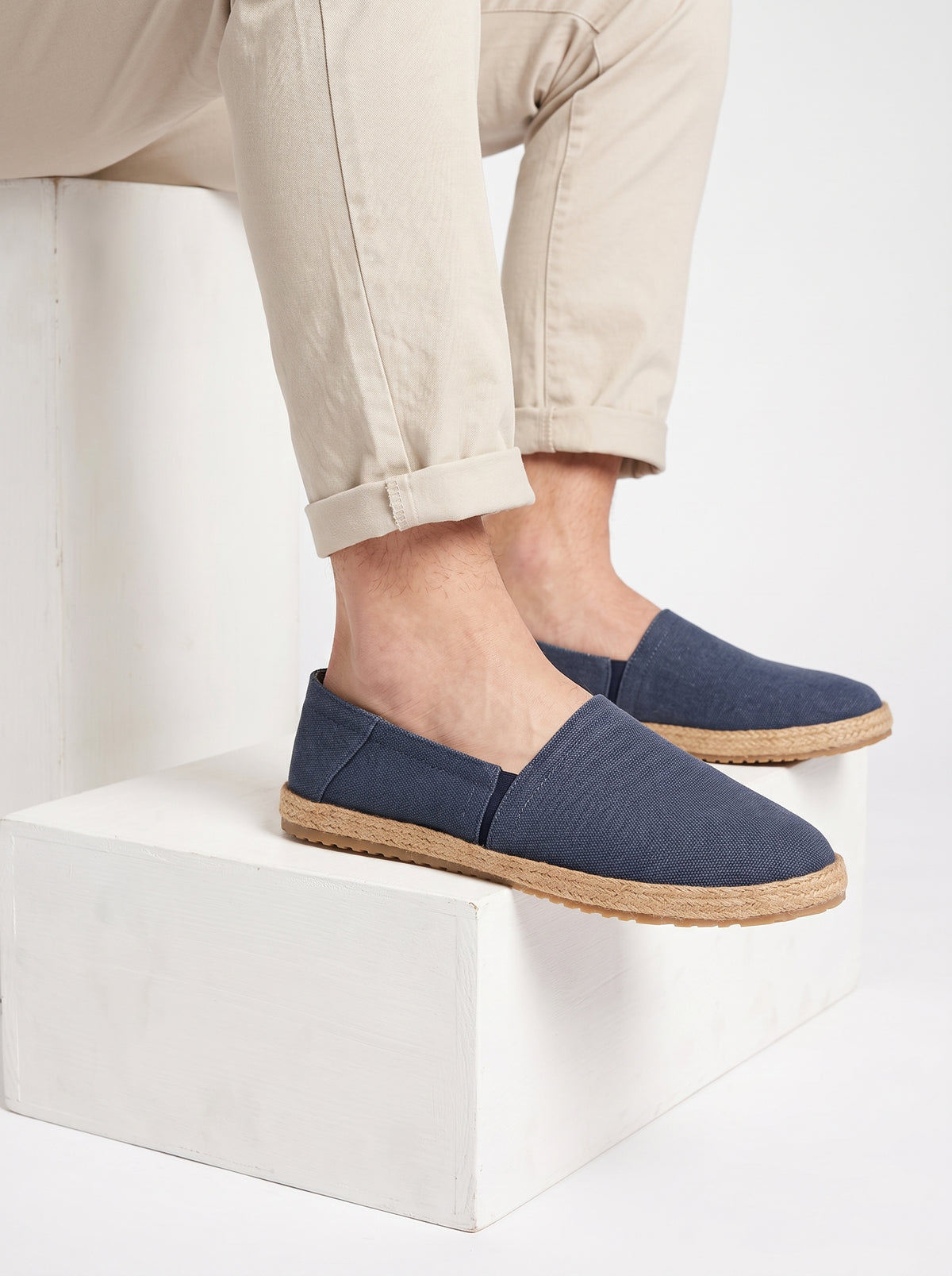 Casual Denim-Look Linen Shoes – Denim Blue