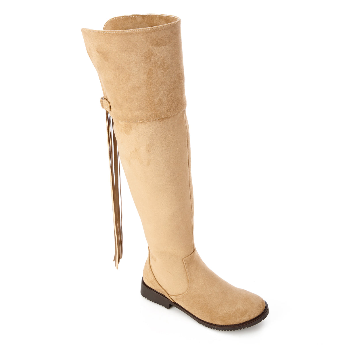 Over-the-Knee Lace-Up Boots β Half Zip Suede Beige