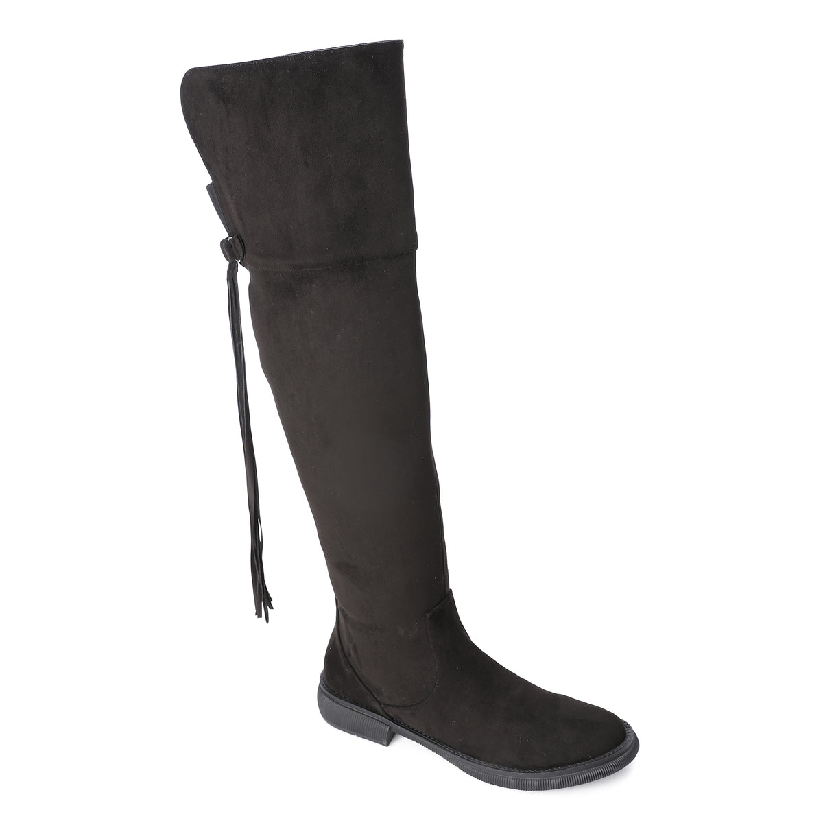 Over-the-Knee Lace-Up Boots β Half Zip Black Suede
