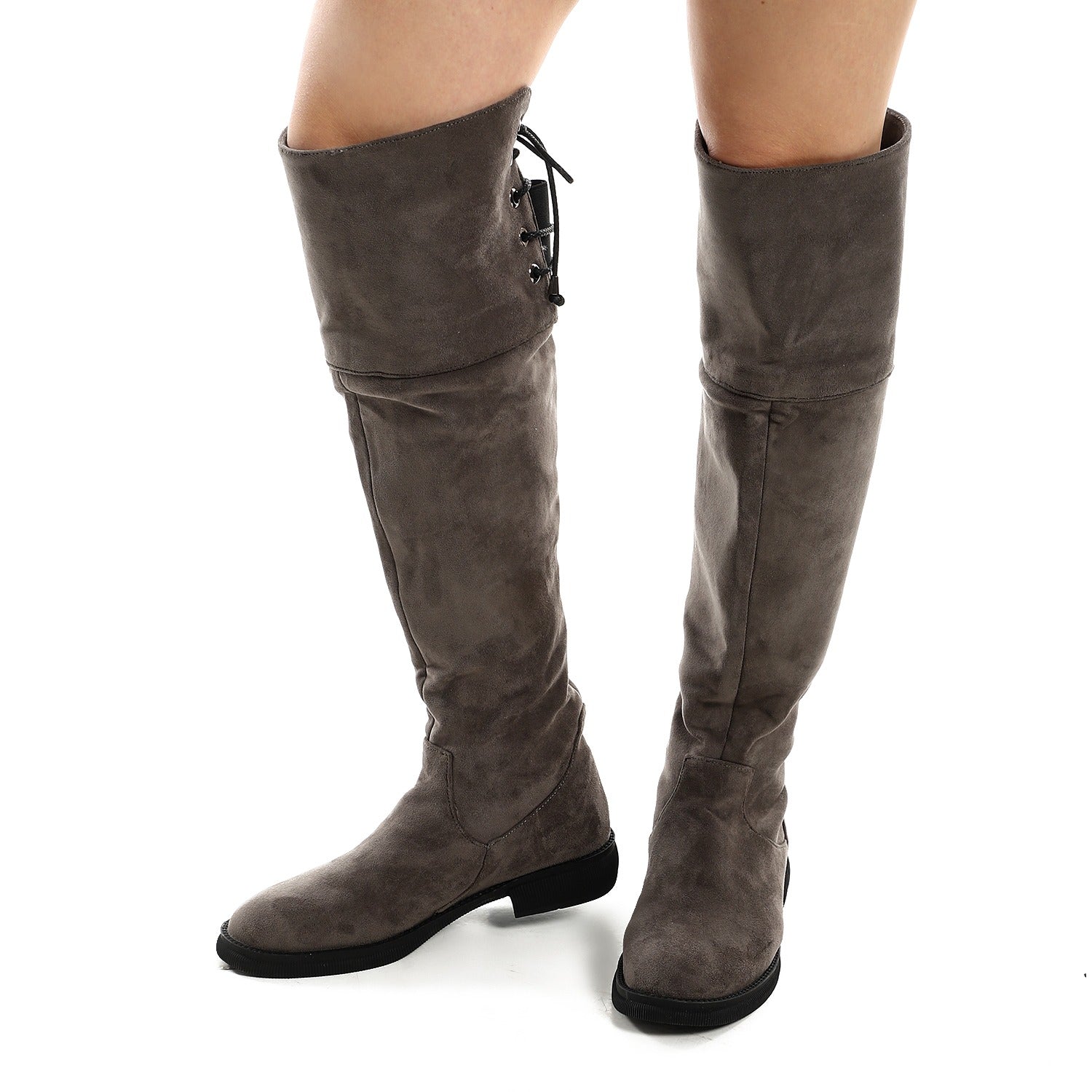 Elegant Over-The-Knee Suede Boots ƒ?? Grey