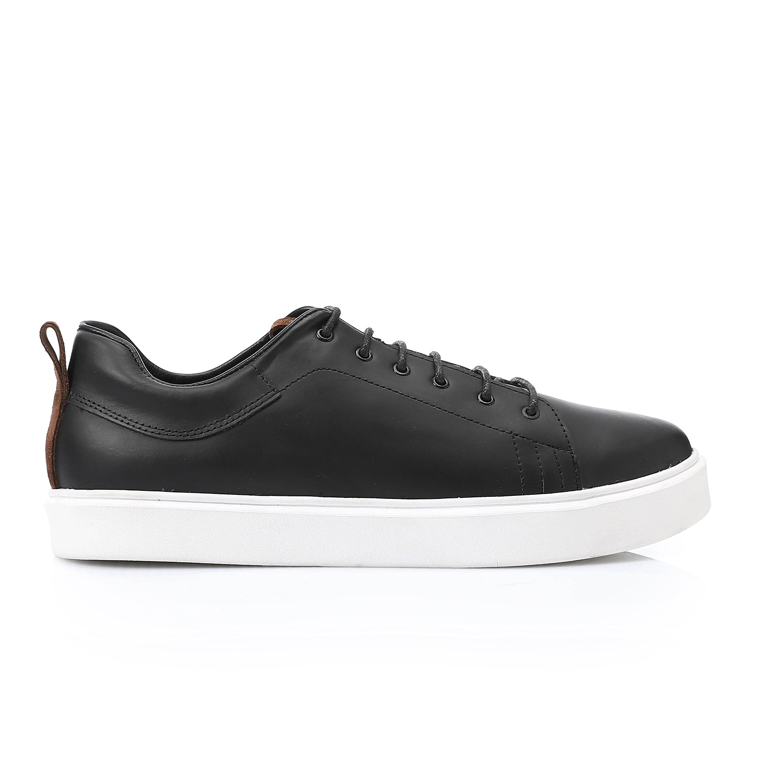 Men's Classic Leather Lace-Up Sneakers - Black