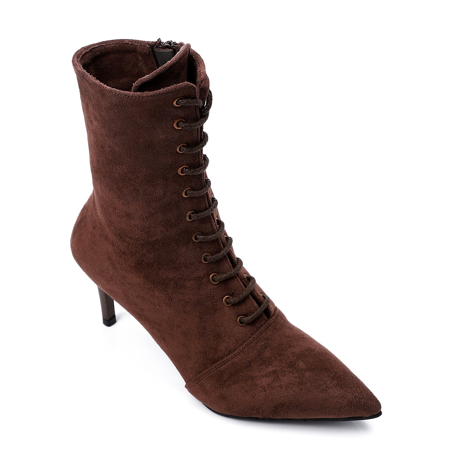 Suede Lace-Up Ankle Boots ƒ?? Brown