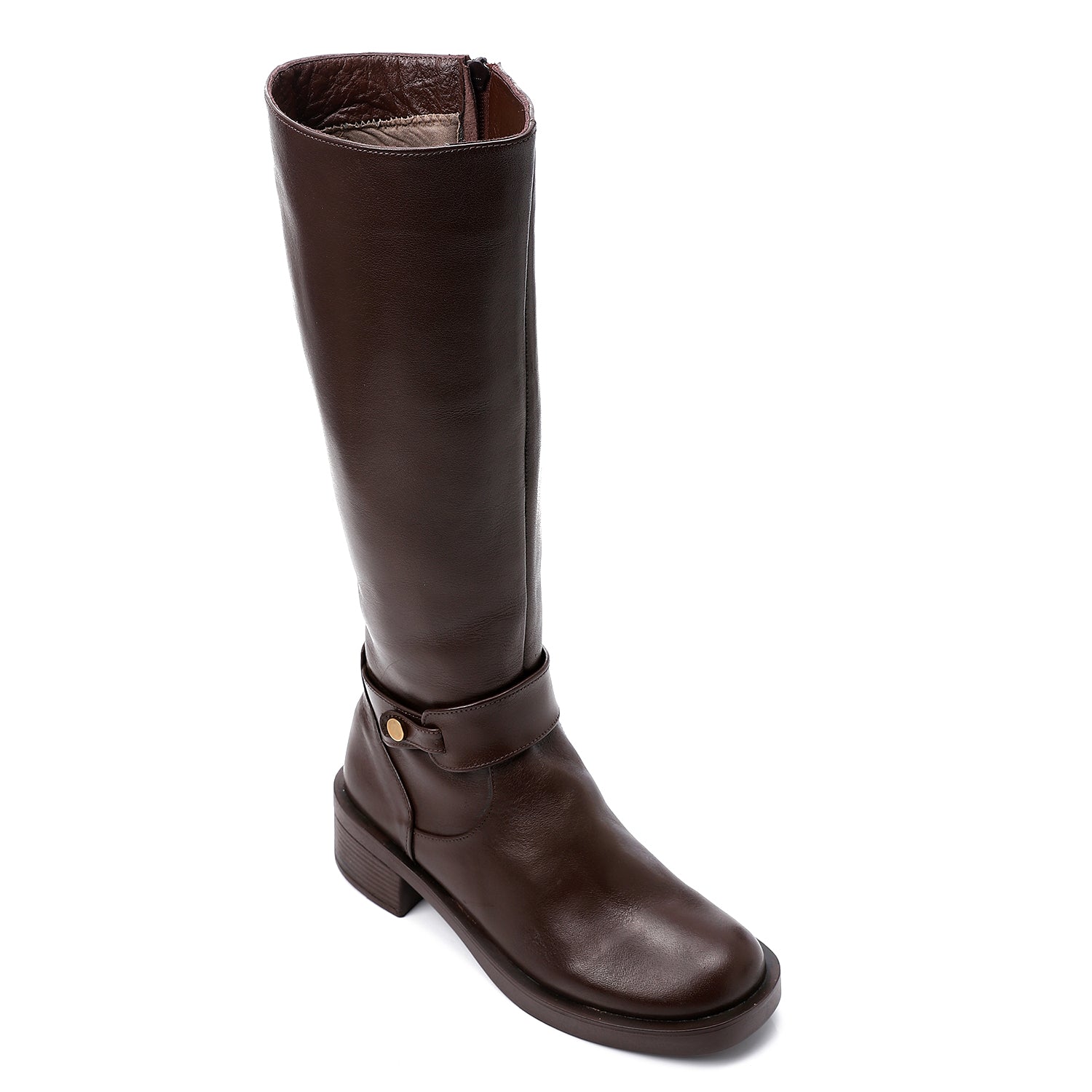 Mid-Calf Buckle Boots ƒ?? Brown