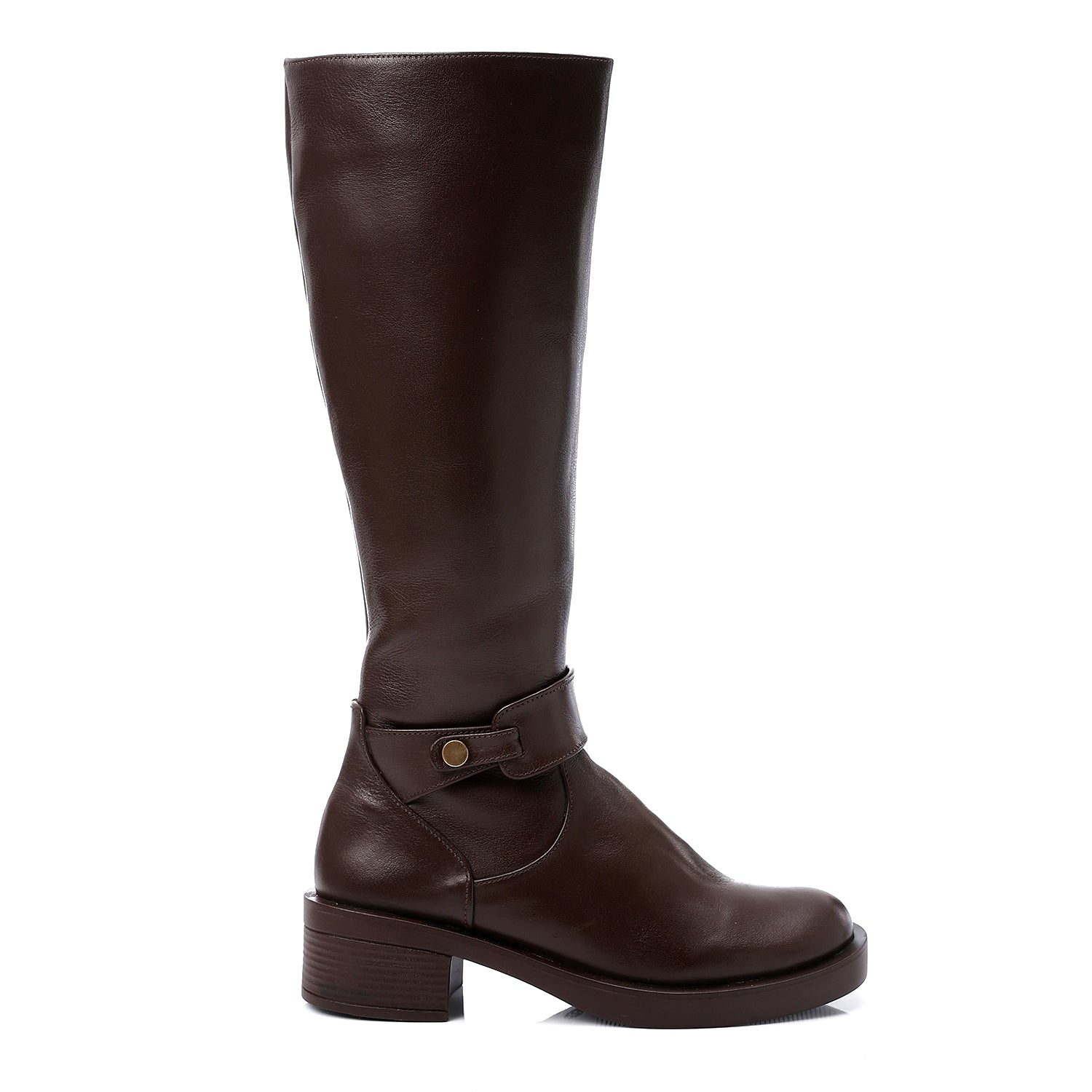 Mid-Calf Buckle Boots ƒ?? Brown