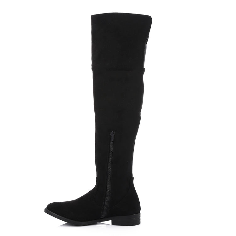 Stretch Suede High Boots ƒ?? Black