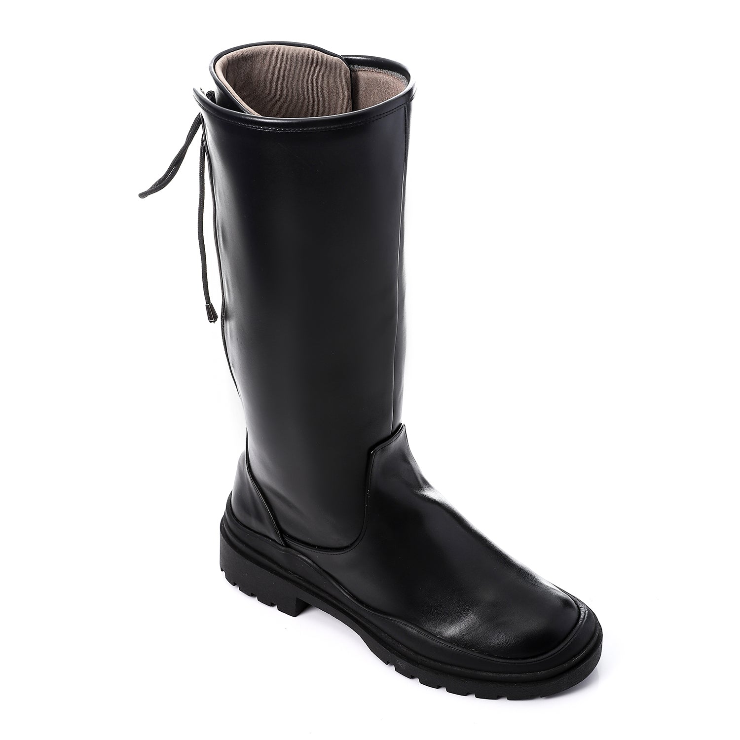 ack Lace Leather Riding Boots ƒ?? Black