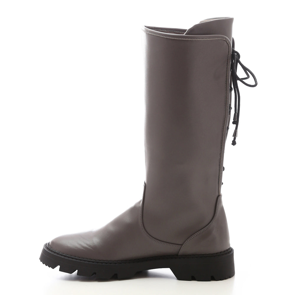 ack Lace Leather Riding Boots ƒ?? Grey