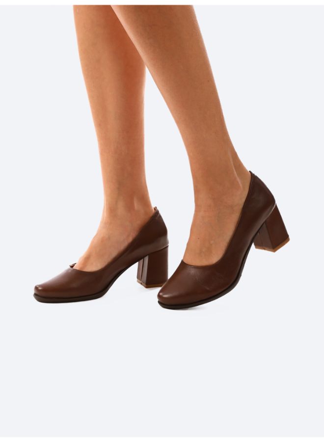 Comfort Block Heels ƒ?? Brown