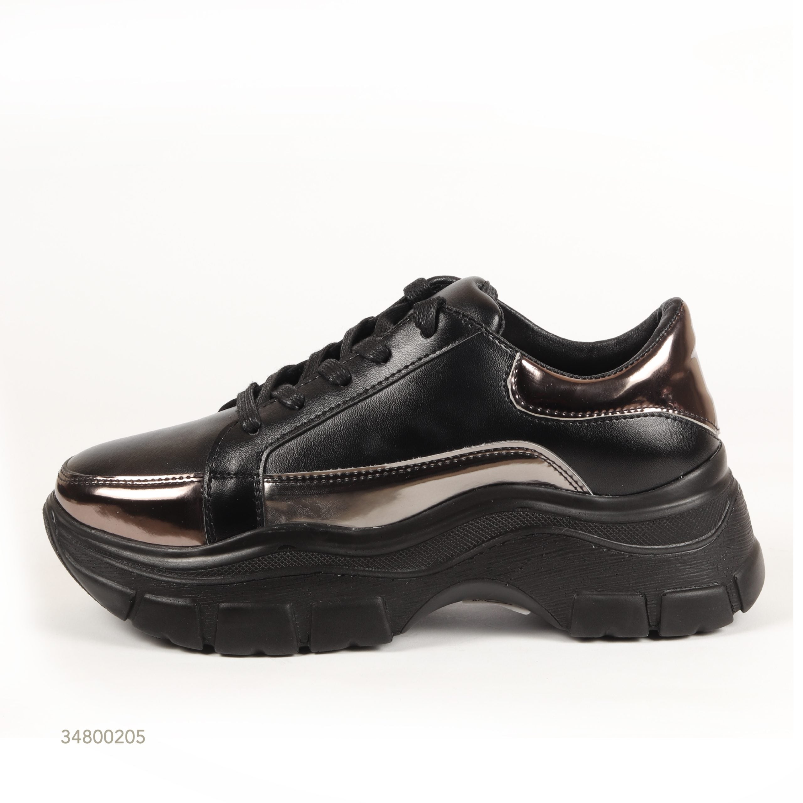 Chunky Metallic Sneakers - Black