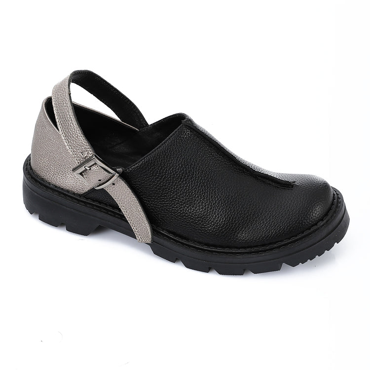 Two-Tone Comfort Loafers - Black & Silver