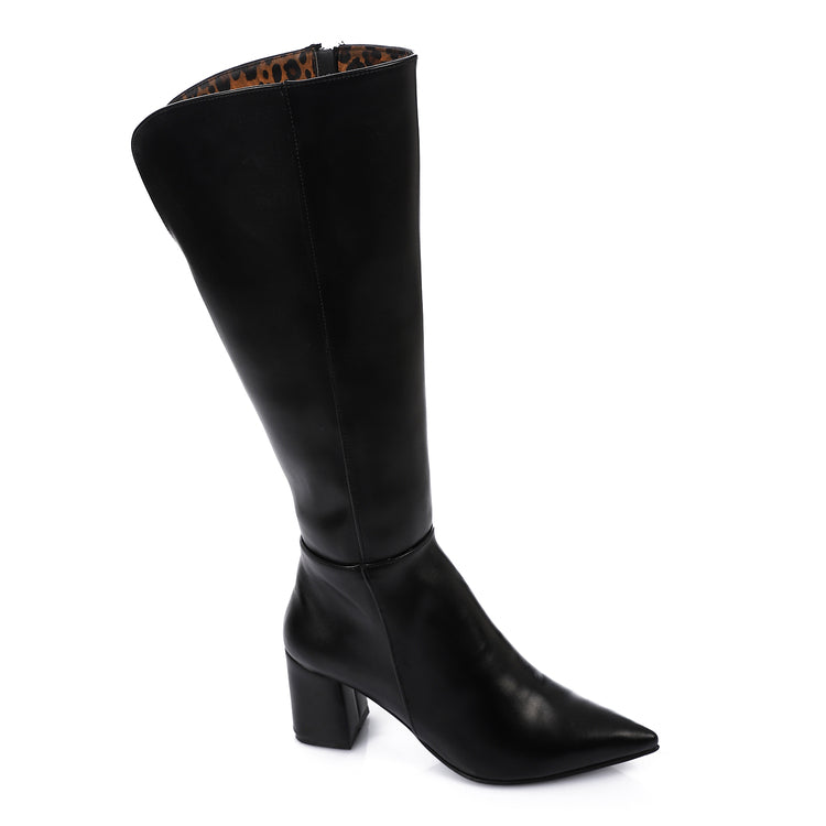 Pointed Block Boots - Black