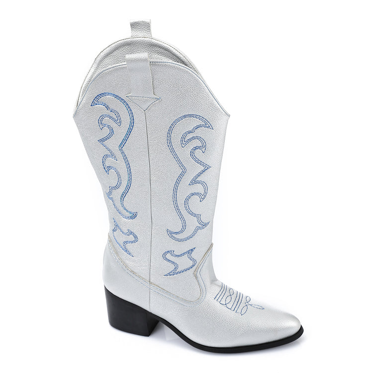 Embroidered Boots Cowgirl Luxe – Silver