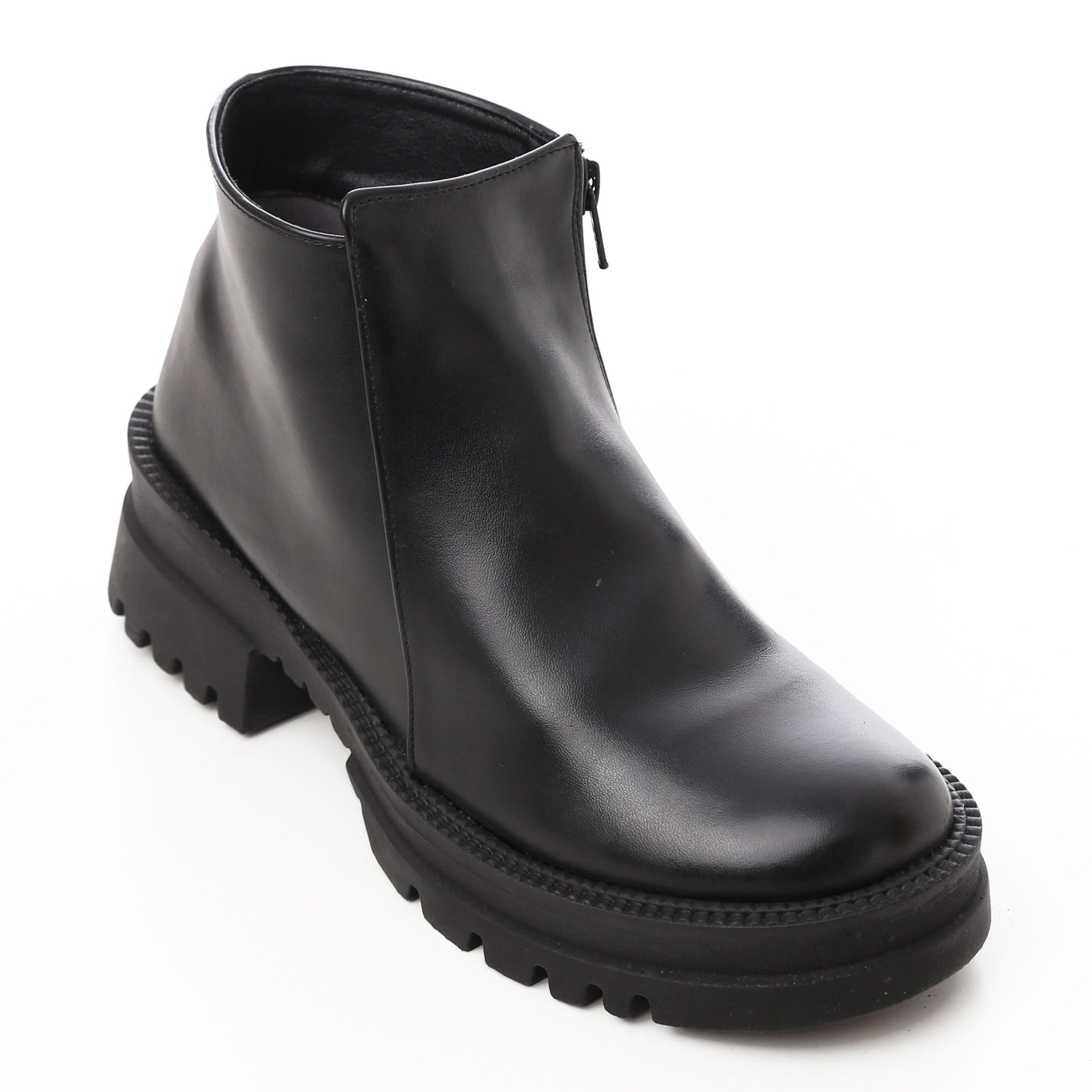 Chunky Leather Ankle Boots ƒ?? Black