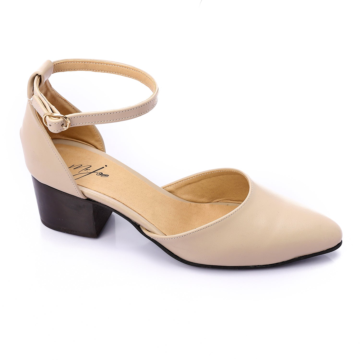 Leather Block Heel Shoes ƒ?? Beige