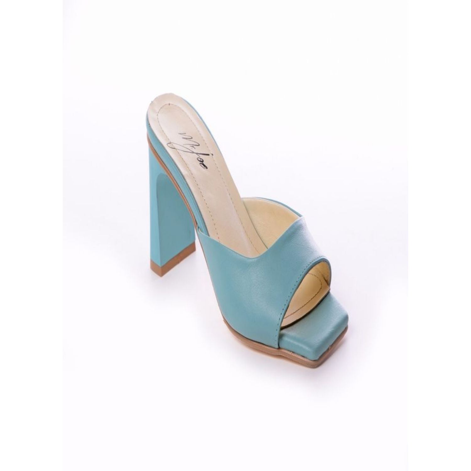 Open Toe Leather Heeled Mulesƒ?? Aqua Blue