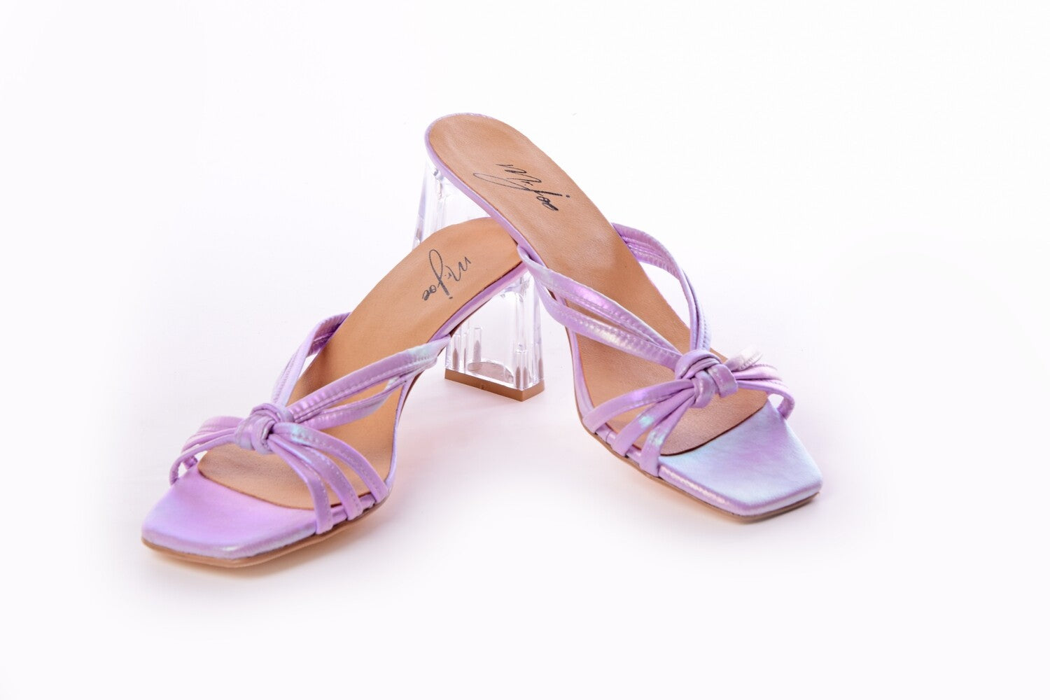 Strappy Bow Heeled Slippers ƒ?? Lilac