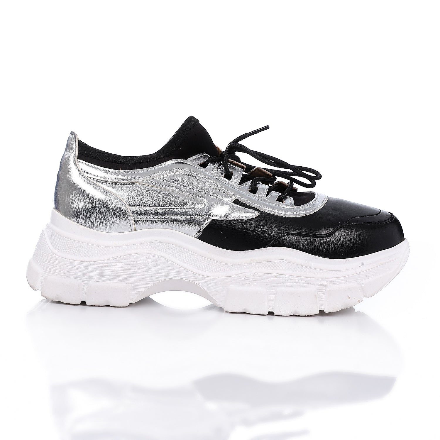 Metallic Chunky Sneakers ƒ?? Black & Silver