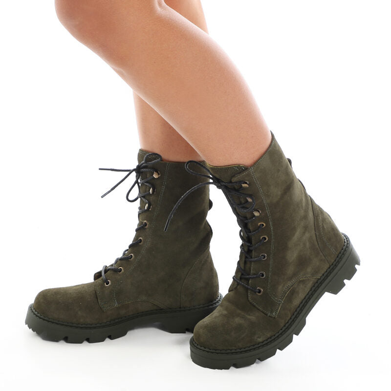 Classic Suede Combat Boots ƒ?? Dark Olive