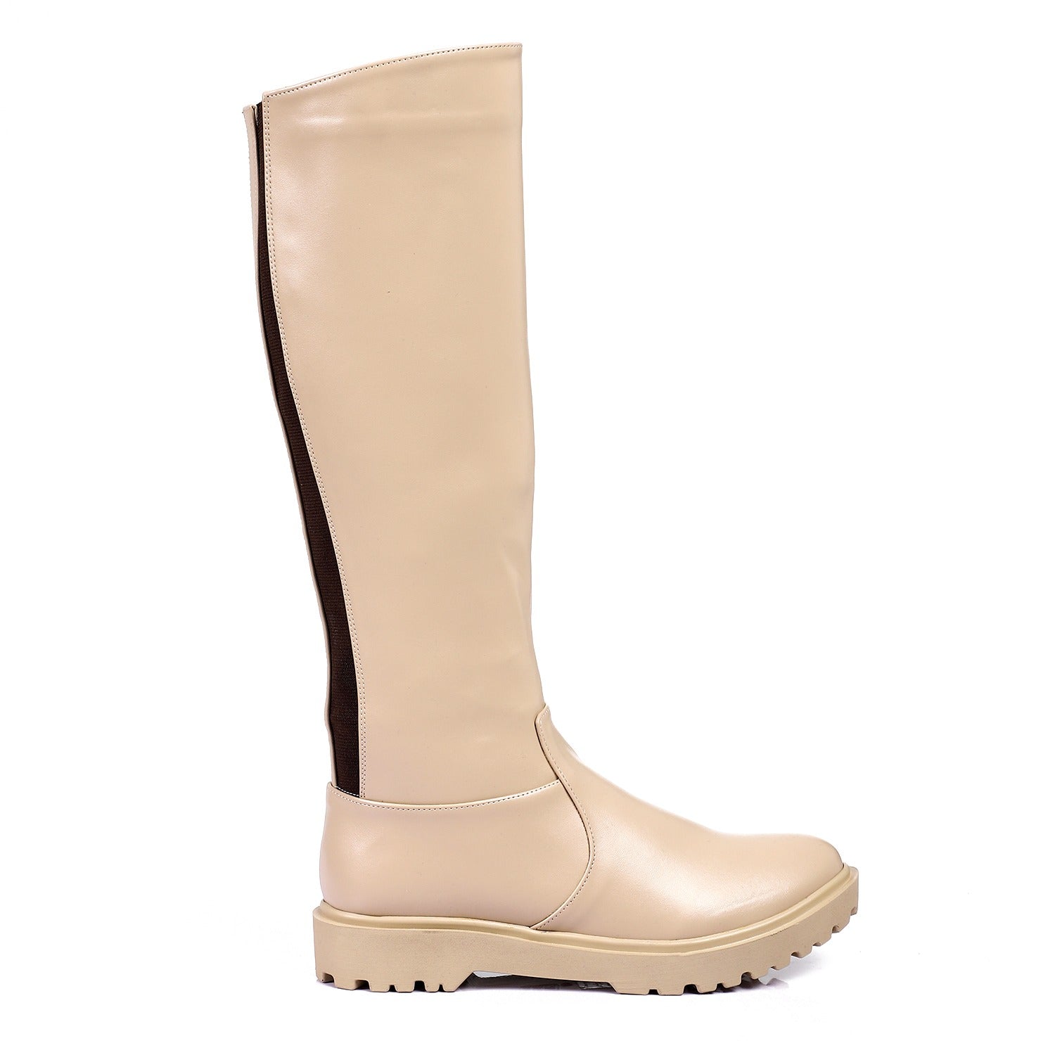 Classic Knee-High Leather Boots ƒ?? Beige