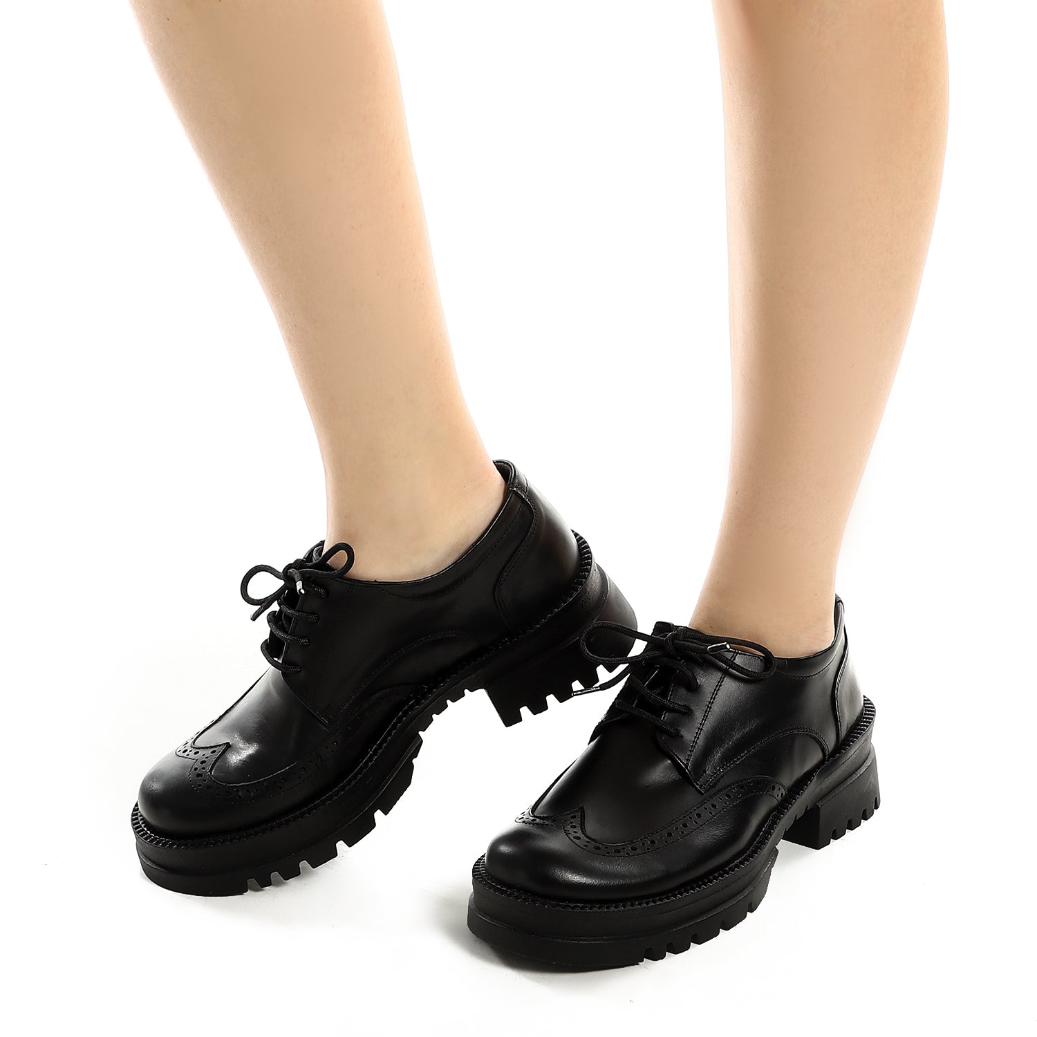 Chunky Lace-Up Leather Shoes ƒ?? Black
