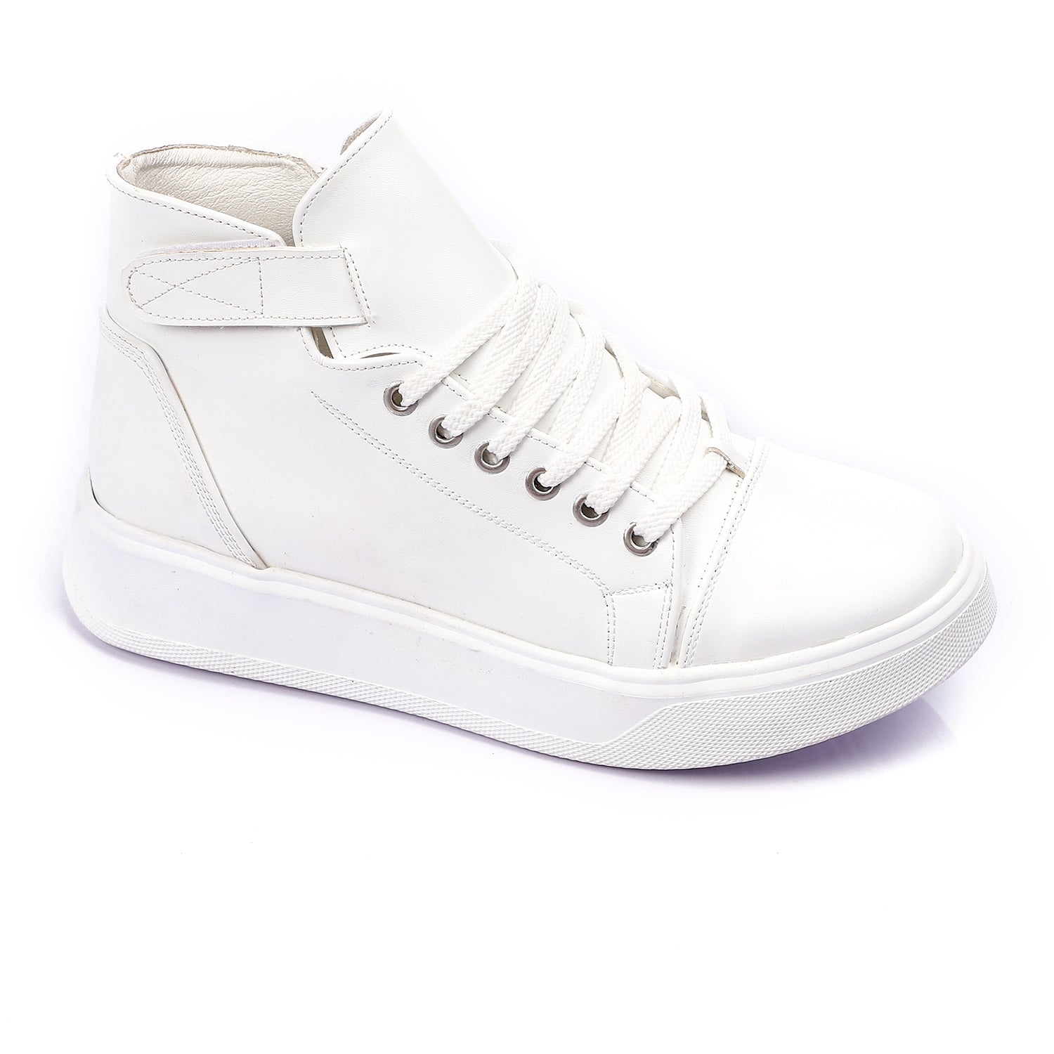 High-Top Leather Sneakers ƒ?? White