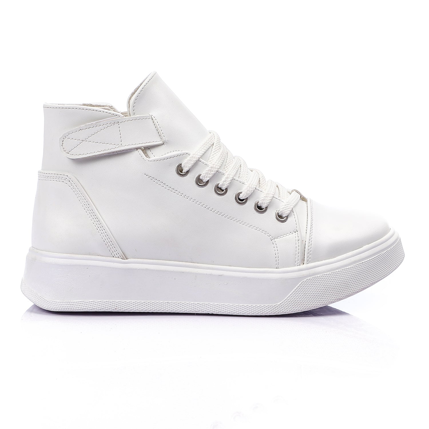 High-Top Leather Sneakers ƒ?? White