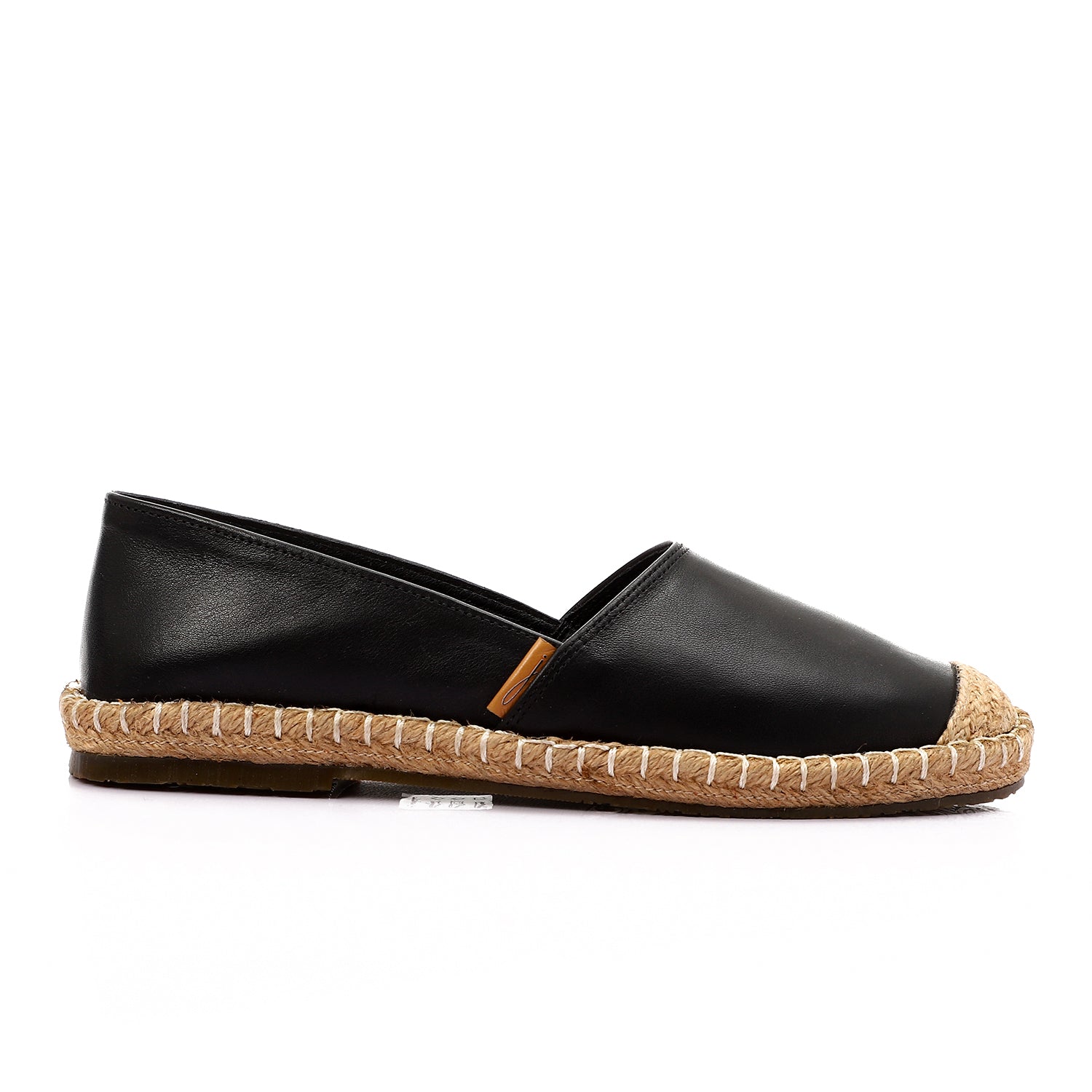 Leather Espadrille Flats ƒ?? Black
