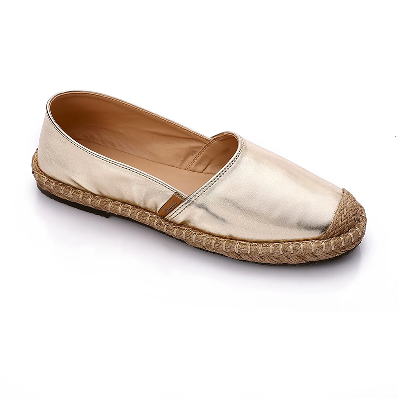 Leather Espadrille Flats ƒ?? Gold