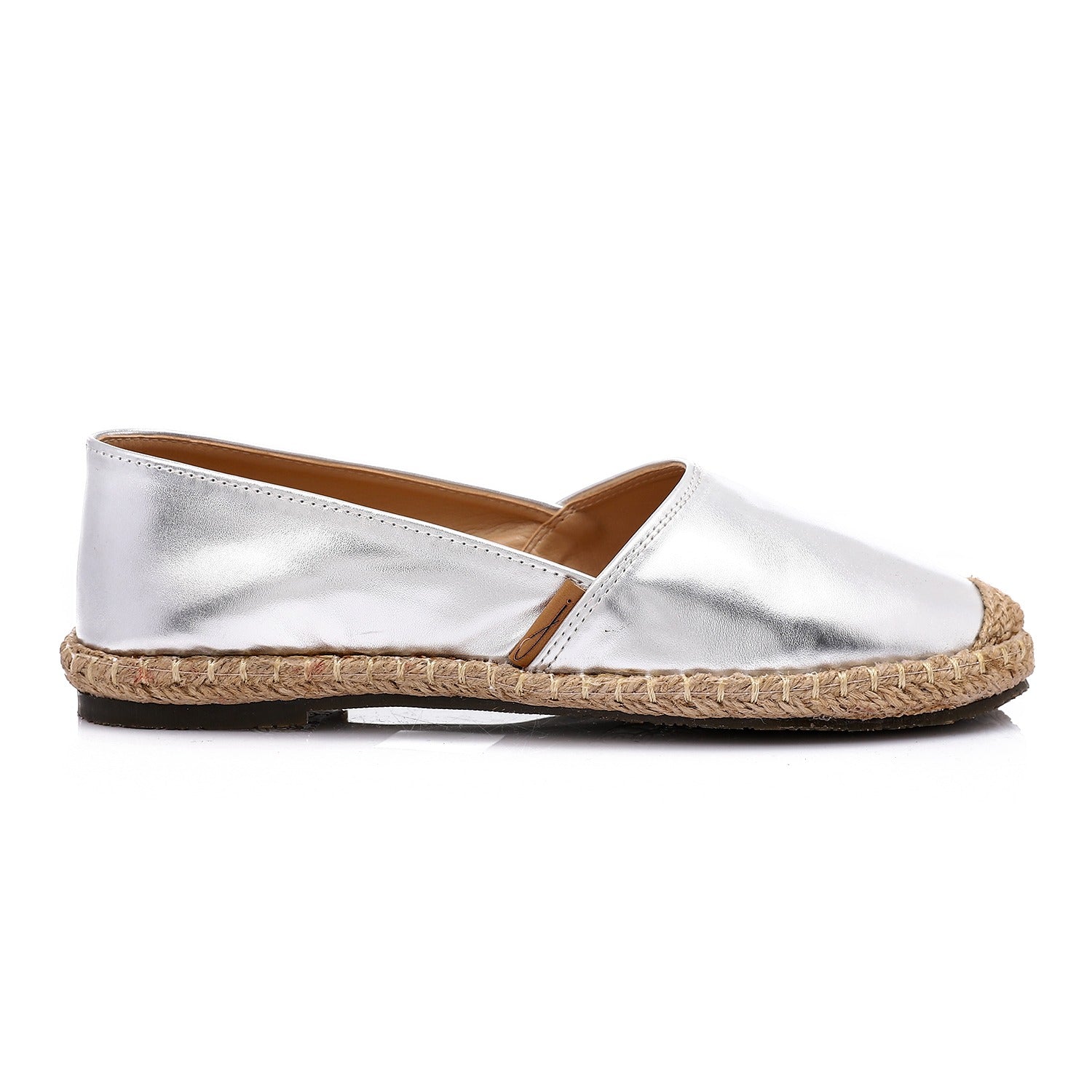 Leather Espadrille Flats ƒ?? Silver