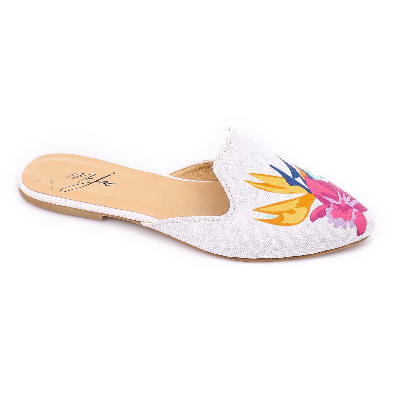 Floral Printed Slip-On Mules ƒ?? White