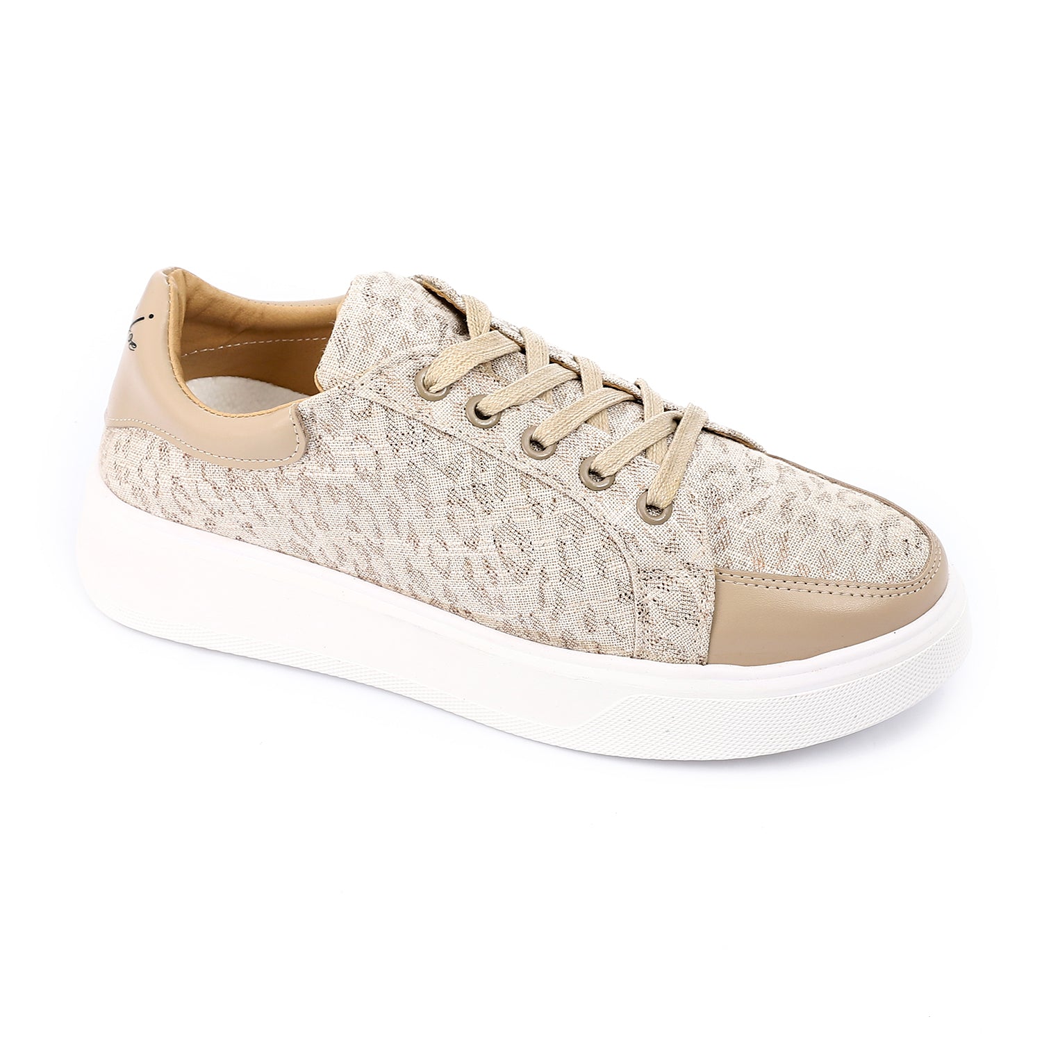 Tiger Print Leather Sneakers - Beige