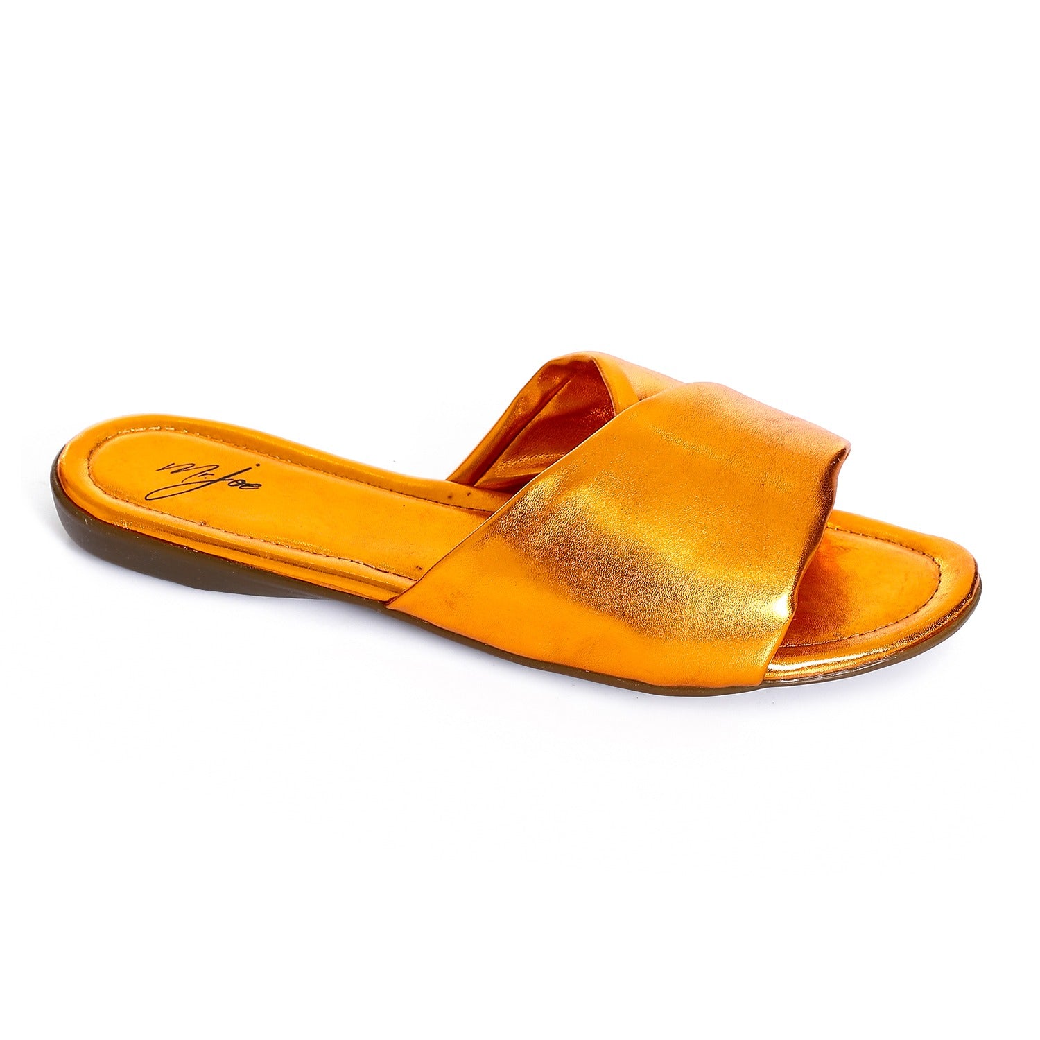 Cross-Strap Leather Slippers ƒ?? Orange