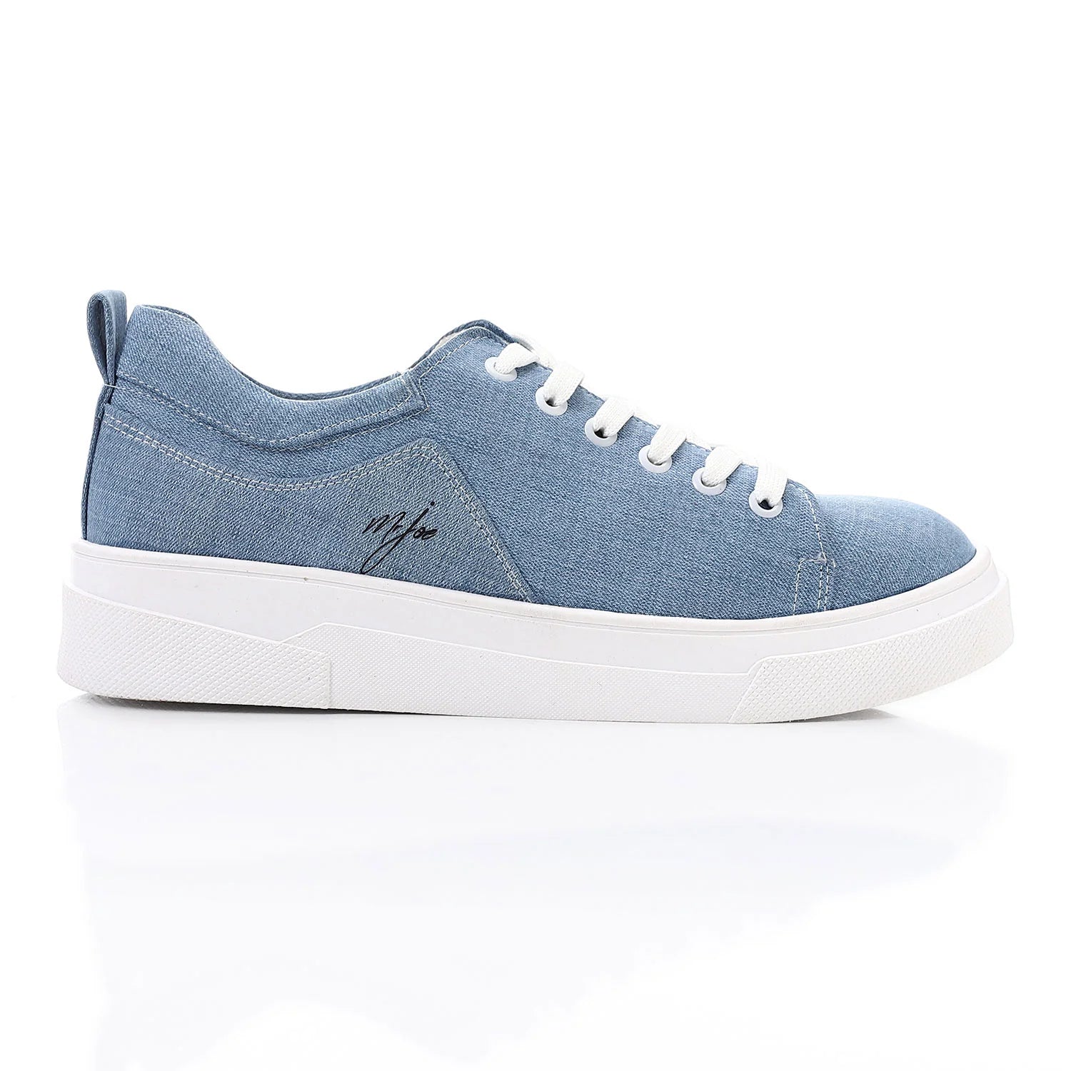 Denim Lace-Up Sneakers ƒ?? Light Blue